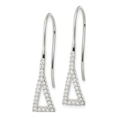 Sterling Silver CZ Triangle Threader Earrings – view 3