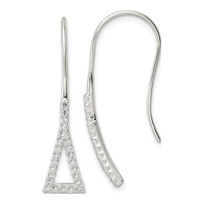 Sterling Silver CZ Triangle Threader Earrings