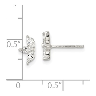 Sterling Silver CZ Marquise Flower Stud Earrings – view 5