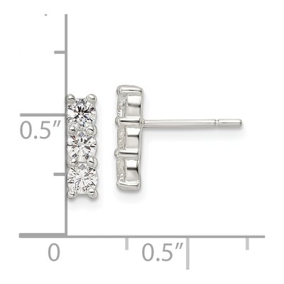 Sterling Silver CZ Three-Stone Dangle Earrings – view 5