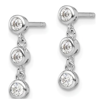 Sterling Silver CZ Three-Stone Dangle Earrings – view 3