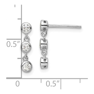 Sterling Silver CZ Three-Stone Dangle Earrings – view 5