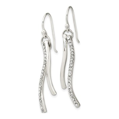 Sterling Silver CZ Wavy Bar Dangle Earrings – view 3