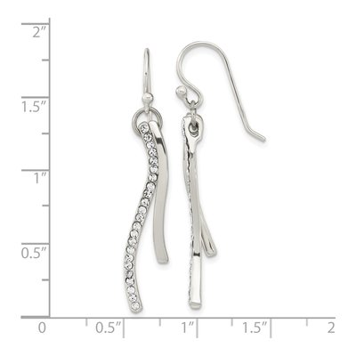 Sterling Silver CZ Wavy Bar Dangle Earrings – view 5