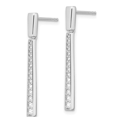 Sterling Silver CZ Tapered Dangle Earrings – view 3