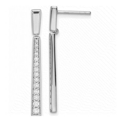 Sterling Silver CZ Tapered Dangle Earrings