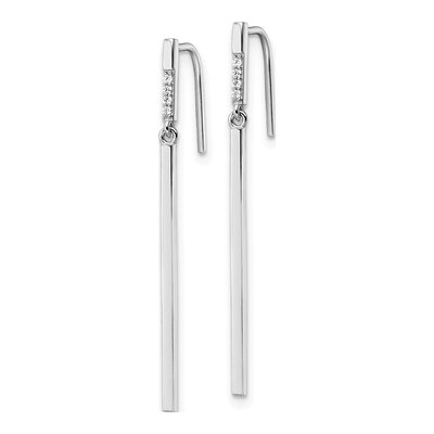 Sterling Silver CZ Bar Dangle Earrings – view 3