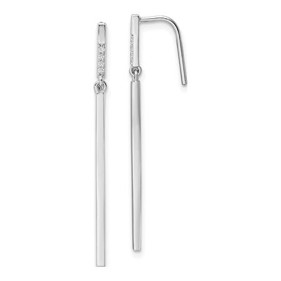 Sterling Silver CZ Bar Dangle Earrings