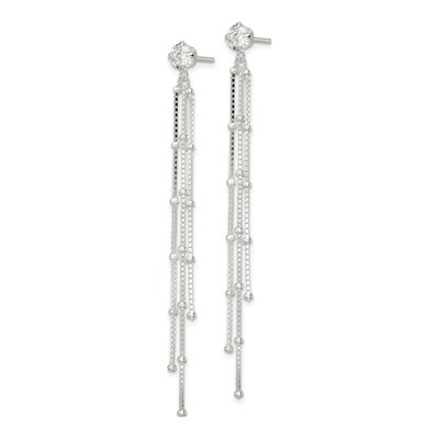 Sterling Silver CZ Beaded Dangle Earrings – view 3