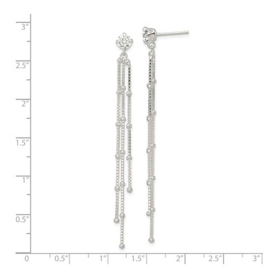 Sterling Silver CZ Beaded Dangle Earrings – view 5