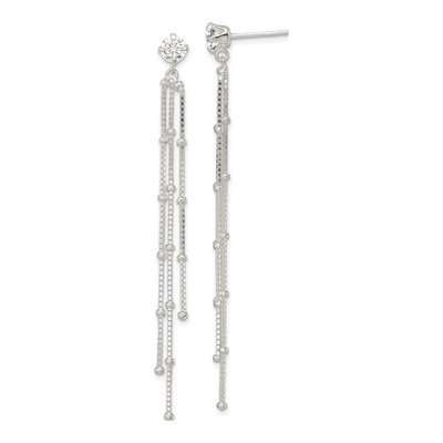 Sterling Silver CZ Beaded Dangle Earrings