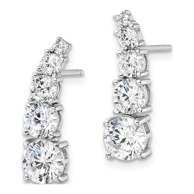 Sterling Silver CZ Graduated Dangle Earrings – view 3