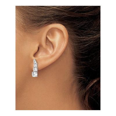 Sterling Silver CZ Graduated Dangle Earrings – view 4