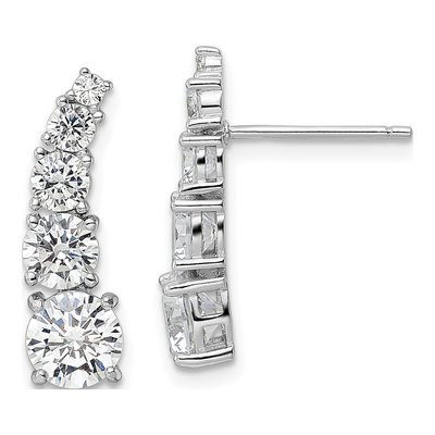 Sterling Silver CZ Graduated Dangle Earrings