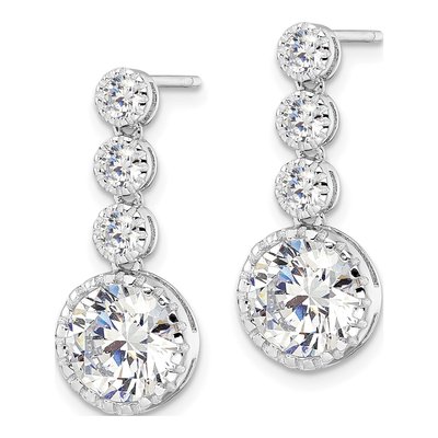 Sterling Silver CZ Round Dangle Earrings – view 3
