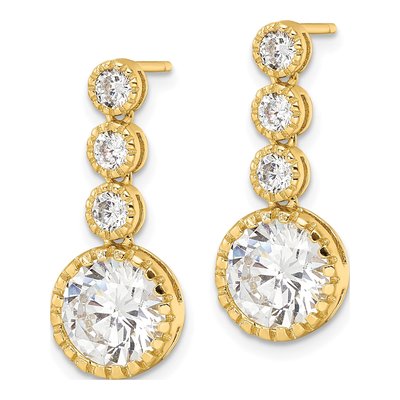 Gold-Plated Sterling Silver CZ Dangle Earrings – view 3