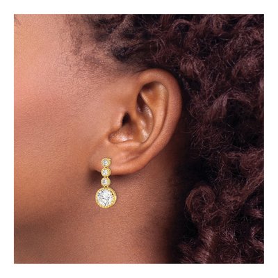 Gold-Plated Sterling Silver CZ Dangle Earrings – view 4