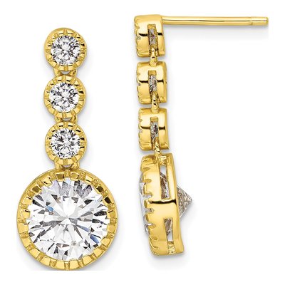 Gold-Plated Sterling Silver CZ Dangle Earrings