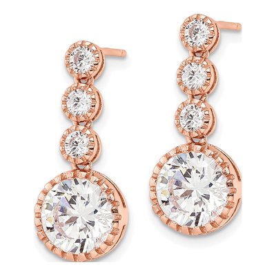 Rose Gold-Plated Sterling Silver CZ Dangle Earrings – view 3