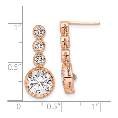 Rose Gold-Plated Sterling Silver CZ Dangle Earrings – view 5