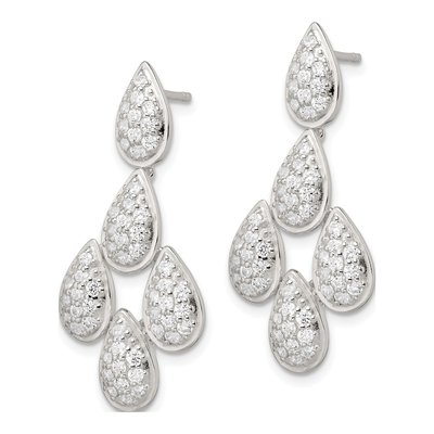 Sterling Silver CZ Chandelier Earrings – view 3