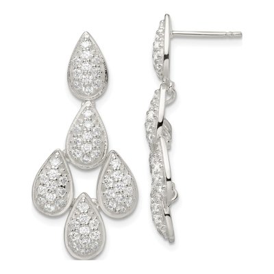 Sterling Silver CZ Chandelier Earrings