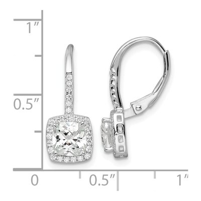 Sterling Silver CZ Halo Leverback Earrings – view 5