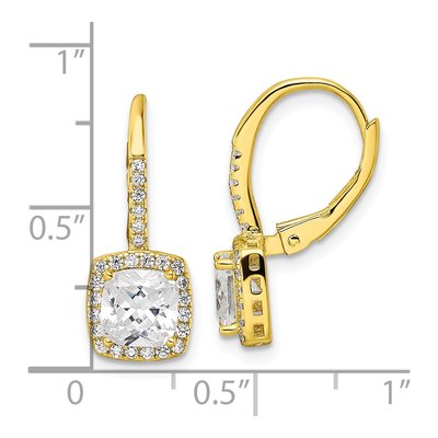 Gold-Plated Sterling Silver CZ Halo Leverback Earrings – view 5