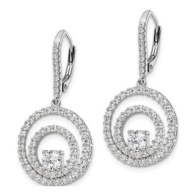 Sterling Silver CZ Circles Leverback Earrings – view 3
