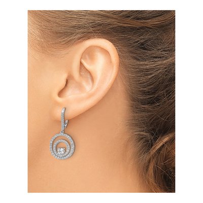Sterling Silver CZ Circles Leverback Earrings – view 4