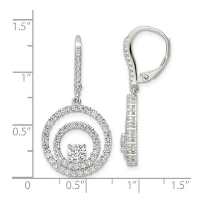 Sterling Silver CZ Circles Leverback Earrings – view 5