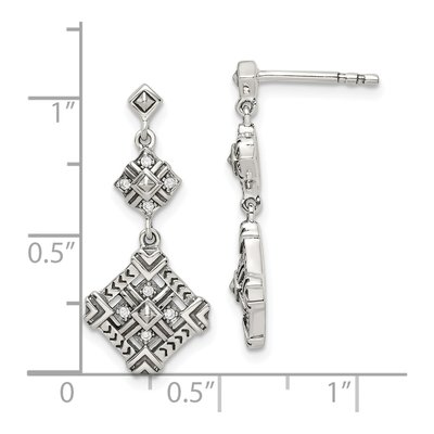 Sterling Silver CZ Antiqued Dangle Earrings – view 5