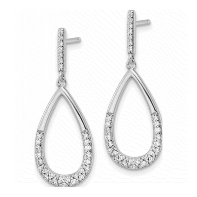 Sterling Silver CZ Teardrop Dangle Earrings – view 3