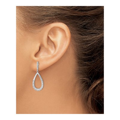 Sterling Silver CZ Teardrop Dangle Earrings – view 4