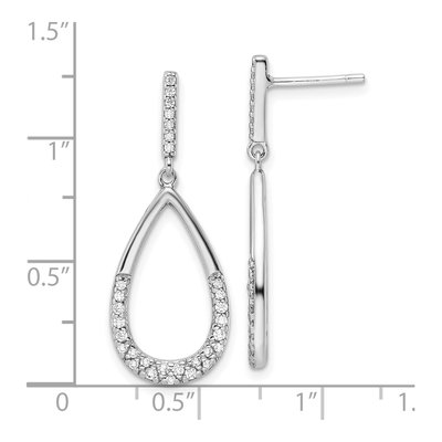 Sterling Silver CZ Teardrop Dangle Earrings – view 5