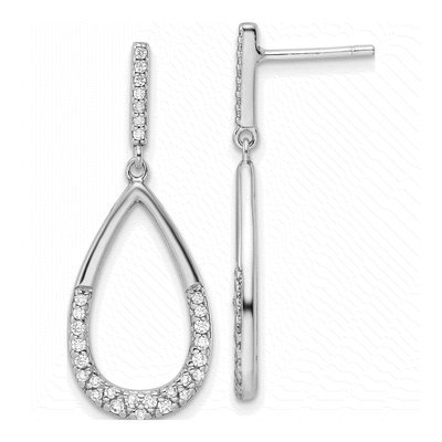 Sterling Silver CZ Teardrop Dangle Earrings