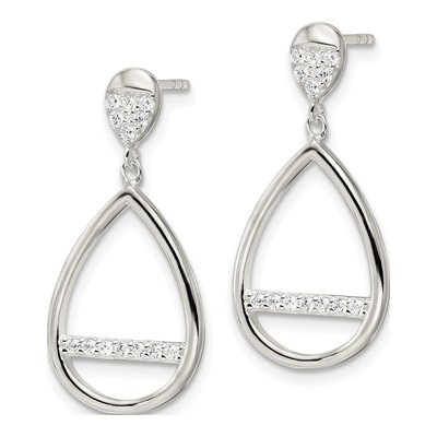 Sterling Silver CZ Teardrop Dangle Earrings – view 3
