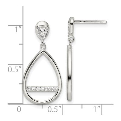 Sterling Silver CZ Teardrop Dangle Earrings – view 5