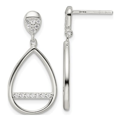 Sterling Silver CZ Teardrop Dangle Earrings