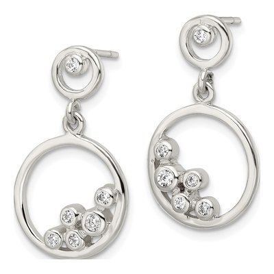 Sterling Silver CZ Circle Dangle Earrings – view 3