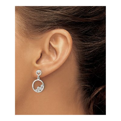 Sterling Silver CZ Circle Dangle Earrings – view 4