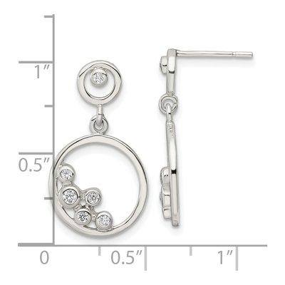 Sterling Silver CZ Circle Dangle Earrings – view 5