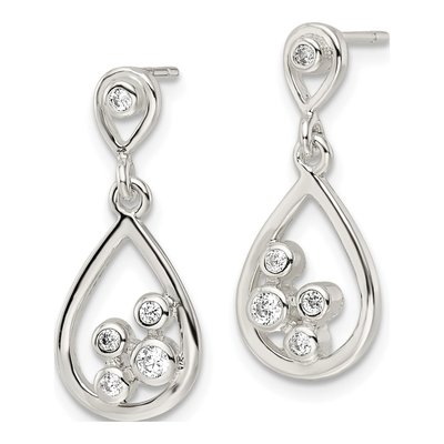 Sterling Silver CZ Teardrop Dangle Earrings – view 3
