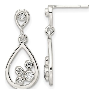 Sterling Silver CZ Teardrop Dangle Earrings