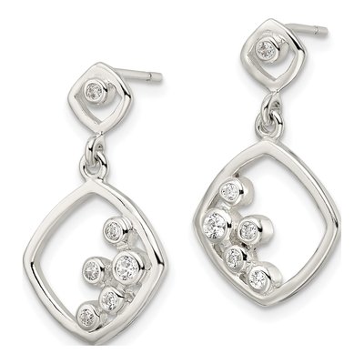 Sterling Silver CZ Square Dangle Earrings – view 3