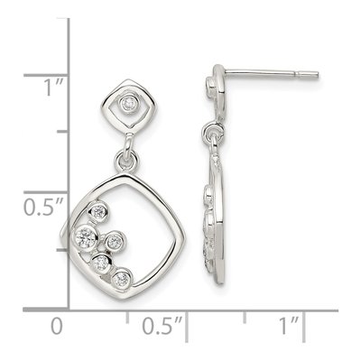 Sterling Silver CZ Square Dangle Earrings – view 5