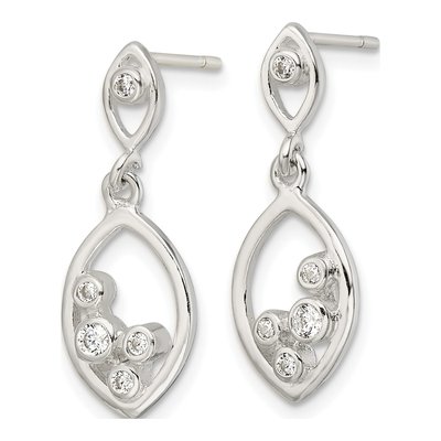 Sterling Silver CZ Oval Dangle Earrings – view 3