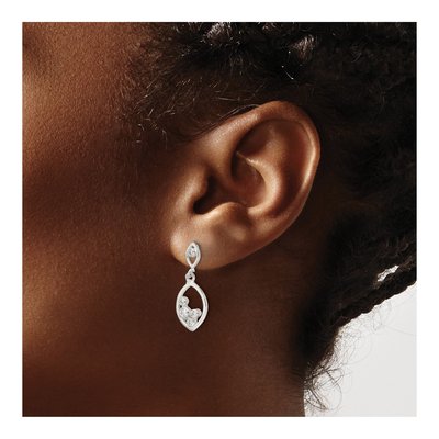 Sterling Silver CZ Oval Dangle Earrings – view 4