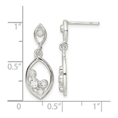Sterling Silver CZ Oval Dangle Earrings – view 5