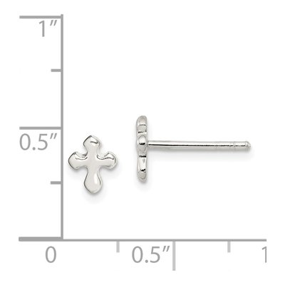 Sterling Silver Girls' Cross Stud Earrings – view 5